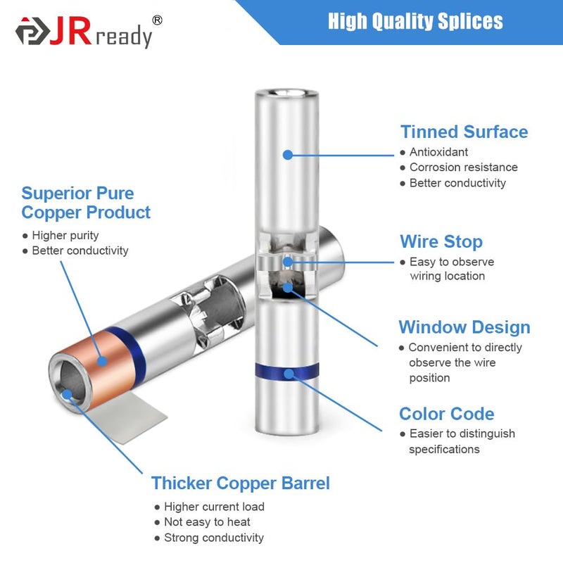 JRready ST2171 IP68 Waterproof Wire Connectors Kit with ACT-232 Crimper  Butt Connectors for High Temperature Environments  26-12 AWG Butt Splices  PVDF/PE Heat Shrink Tubes  G411 Go No-Go Gauge - Image 3